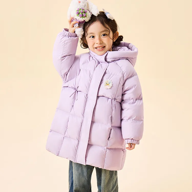 女童儿童冬季加厚宝宝白鸭绒小黄鸭羽绒服儿童外套中长款三防洋气