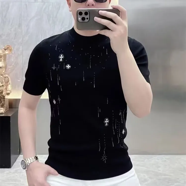 短袖t恤男潮牌夏季宽松五分袖2025年新款网红潮流ins简约印花上衣