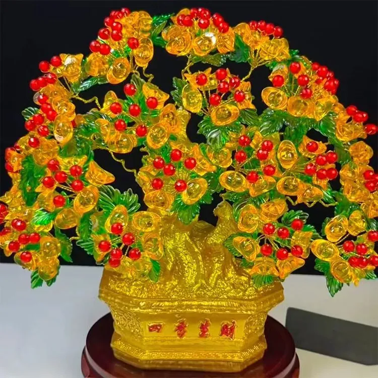 【两单送剪刀】三叉叶发财树切面珠版鸿运当头发财树手工串珠材料包