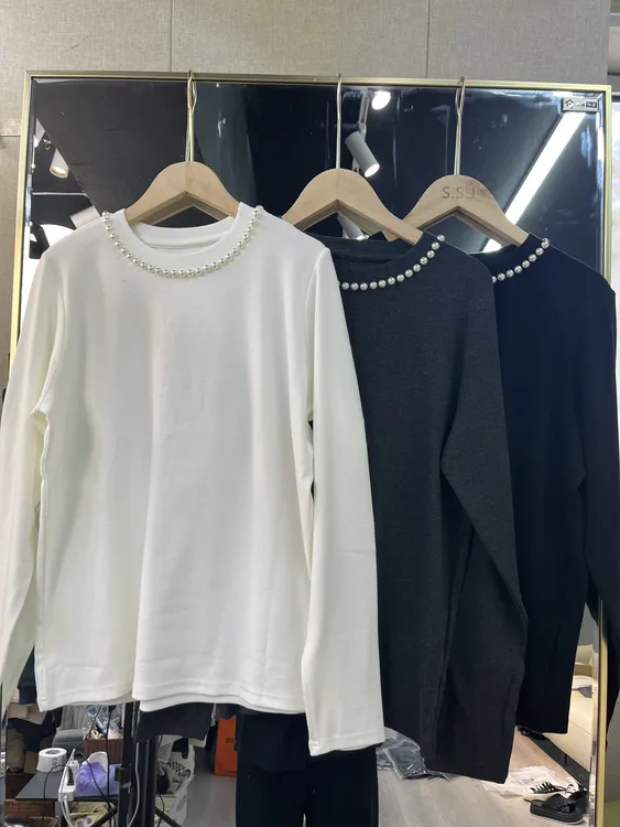 D家珍珠|连帽|半高领长袖T|加绒 秋季新款 韩国东大门代购