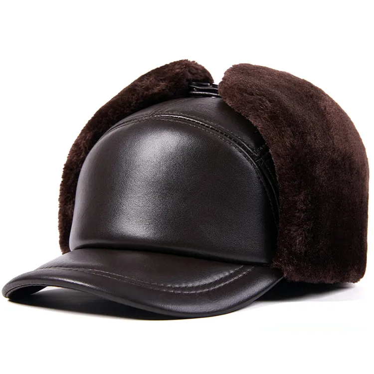冬款老人帽子男护耳棉帽加厚中老年人东北爷爷牛皮雷锋帽
