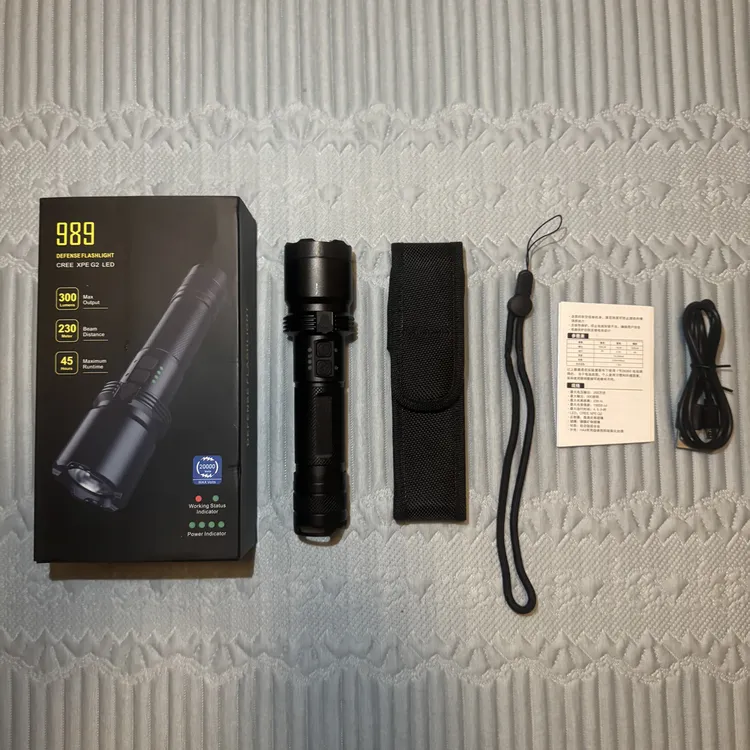 k99同款989户外强光可充电调焦防爆多功能手电筒露营徒步应急必备
