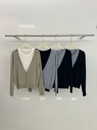 鑫燃KIKI 韩系针织开衫真两件套 4634 PF