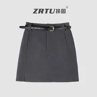 ZRTU执图高腰百搭半身裙A型腰带短裙修身显瘦半身裙