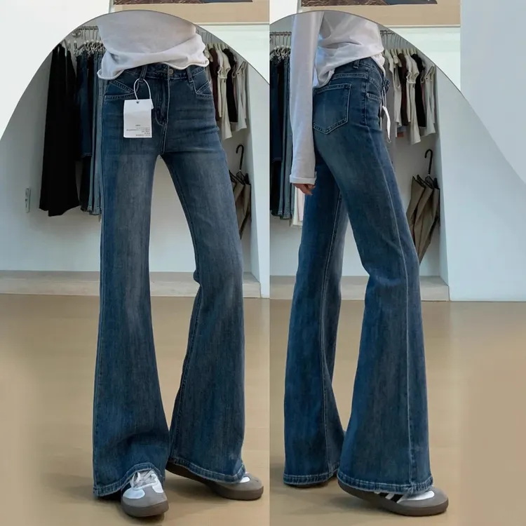 【加绒+运费险】微喇加绒加厚高腰牛仔裤大码遮肉显瘦女裤子喇叭裤