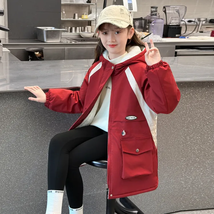 女童棉服冬季加厚派克服外套2025新款洋气女孩中长款棉衣儿童棉袄