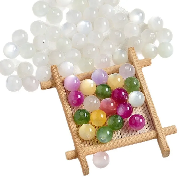 【增色版！！】10mm紫外线光变七彩猫眼(树脂)手串彩虹糖散珠百搭潮