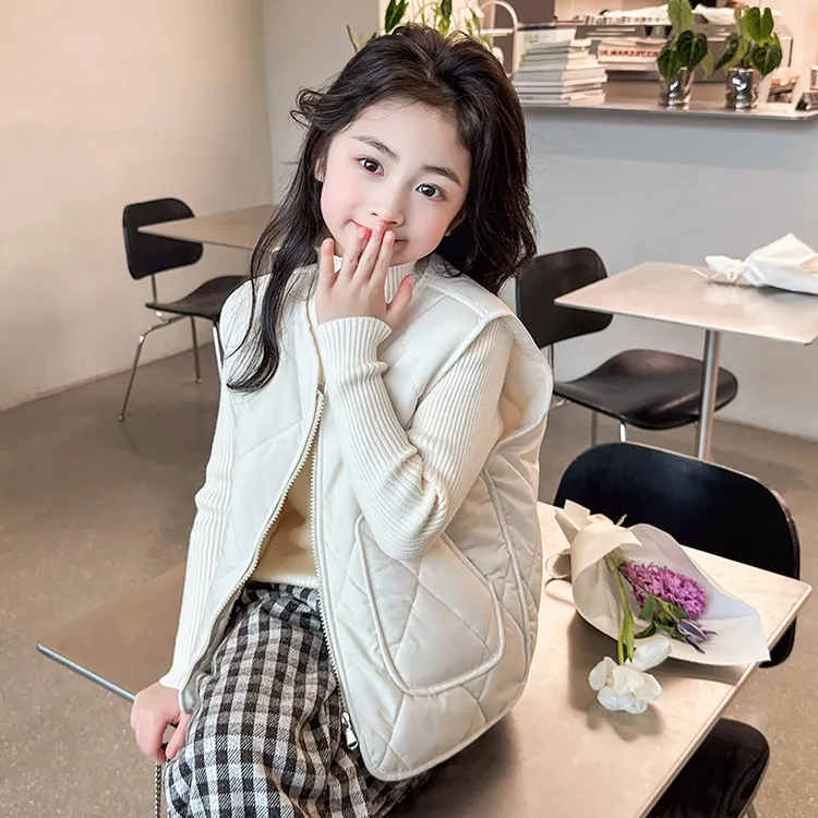 秋冬款儿童一体绗棉加绒马甲时尚内外穿洋气坎肩男女童韩版背心