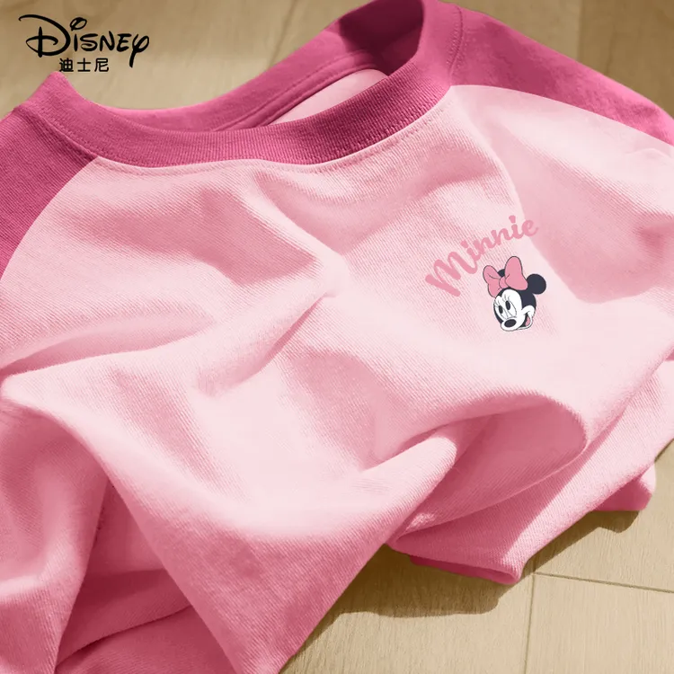 迪士尼儿童t恤短袖夏装2025新款女童纯棉洋气圆领上衣小女孩半袖