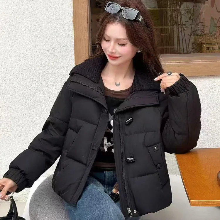 双翻领加厚保暖短款羽绒服