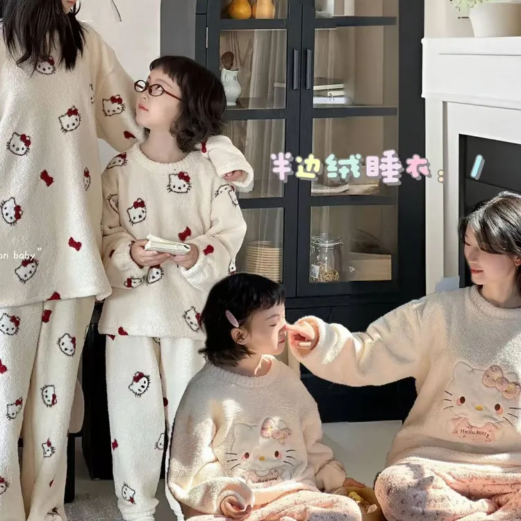 亲子装 | 半边绒圆领卡通睡衣25725