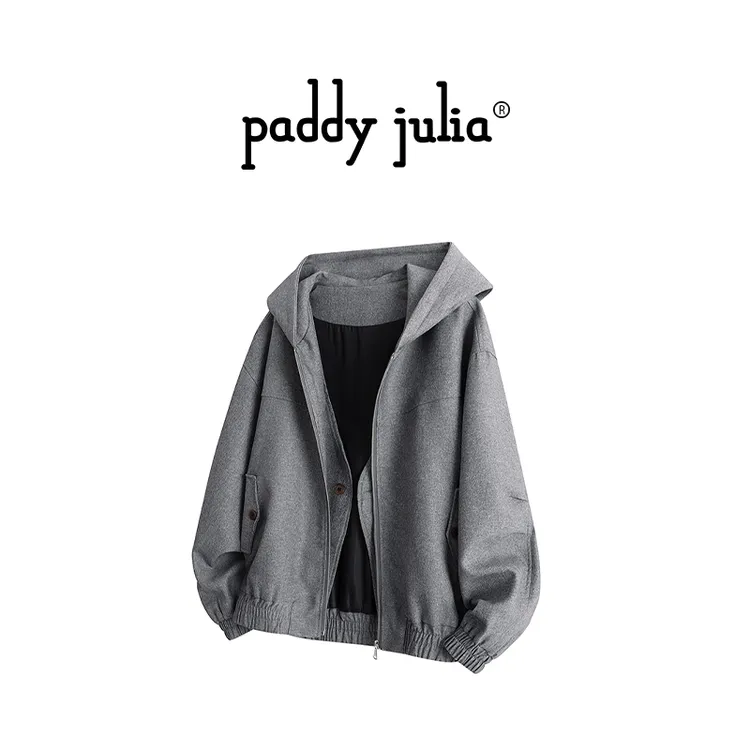 Paddy julia美式高级感长袖夹克男秋季宽松连帽拉链潮流外套男装