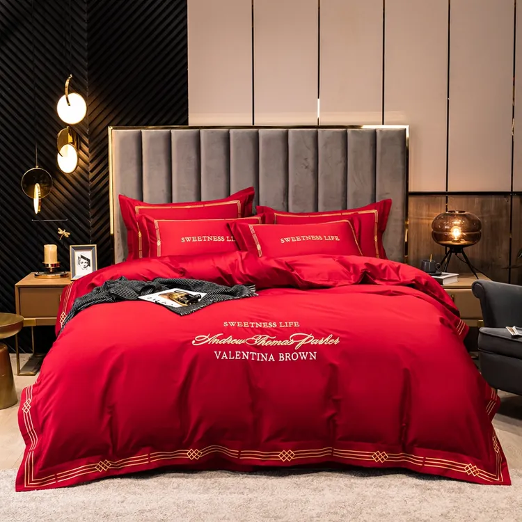 JN-高档欧式棉质刺绣床笠四件套  可