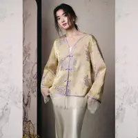 JKJS【鎏金秘境】双色人丝混纺提花新中式外套+半身裙