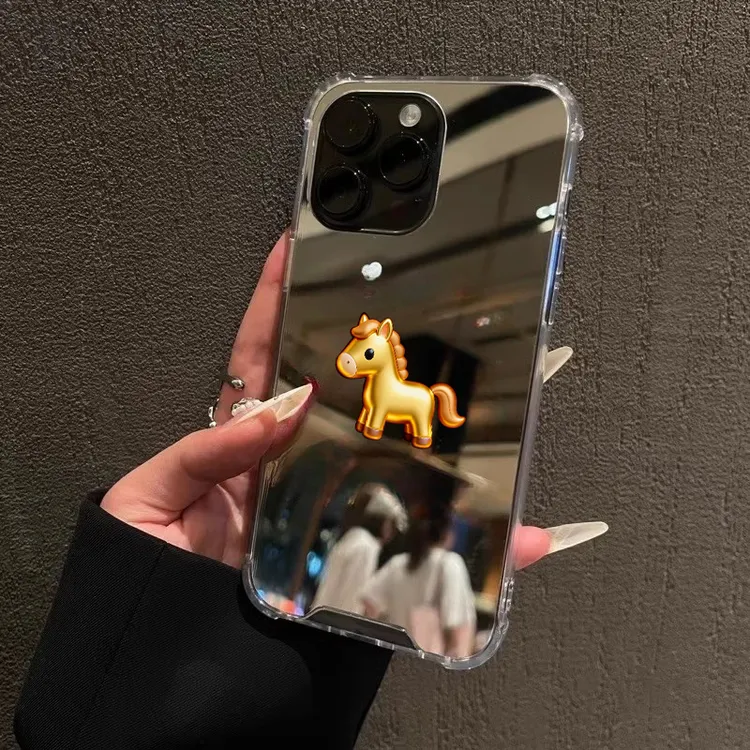 招财小金马镜面手机壳适用iPhone17promax苹果14黄金万两13161512