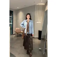 旻旻家半身皮裙小众秋冬款气质显瘦高级肌理感皮裙半身裙子70408