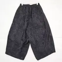 花纹提花夏季休闲裤木耳边裤子直筒中裤中式时尚长裤
