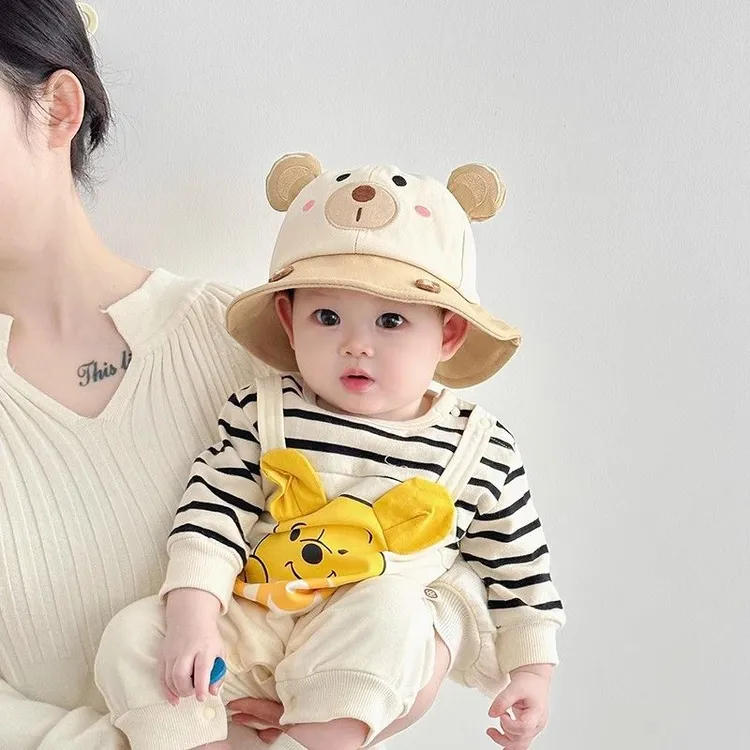 婴儿帽子春秋薄款渔夫帽男女宝宝小月龄可爱卡通防晒遮阳盆帽夏天