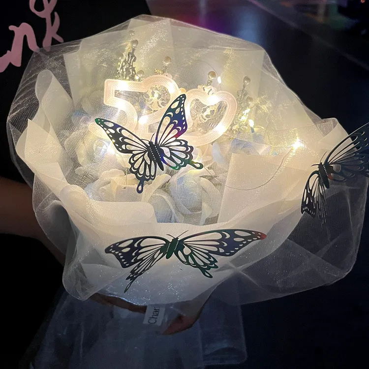 新品碎冰蓝玫瑰花束送女朋友老婆闺蜜生日肥皂香皂花情人节礼物