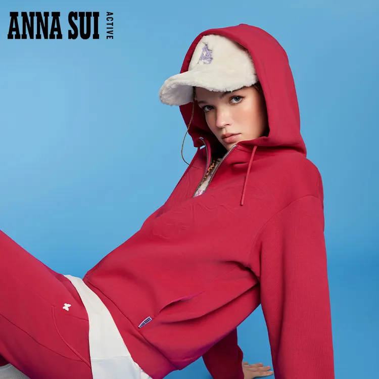 ANNA SUI安娜苏运动 玉米磨毛蝴蝶凹印运动拉链外套23330177A