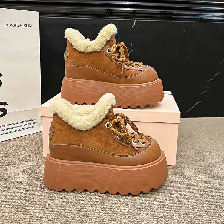 加绒勃肯鞋9cm内增高女鞋2025新款爆款冬季厚底松糕小个子乐福鞋