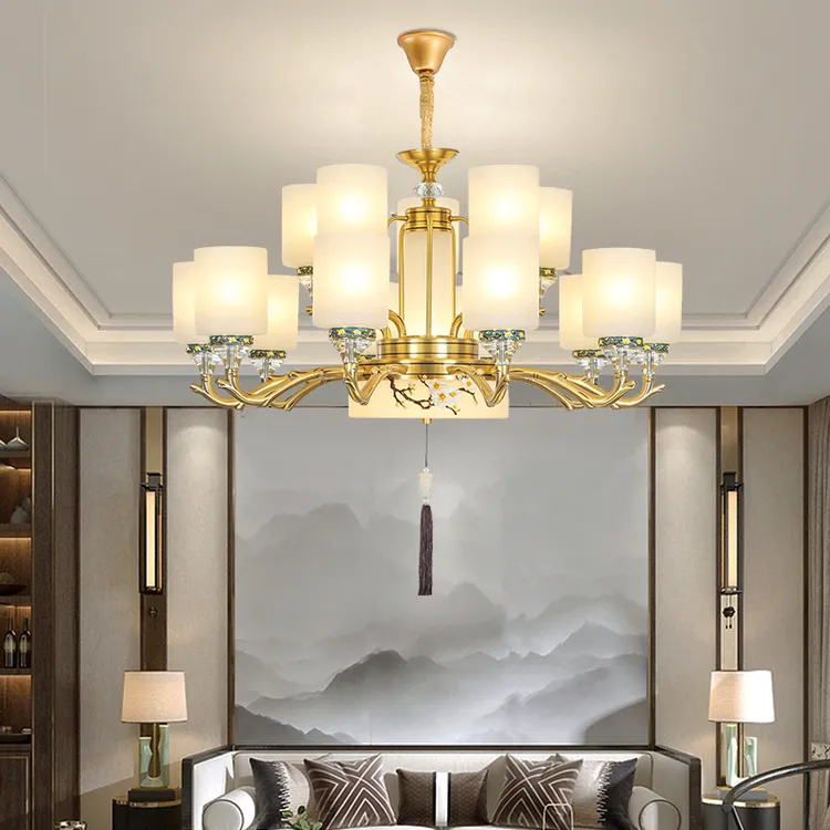 新中式中式锻打雕刻吊灯主卧主灯大气餐厅轻奢客厅吊灯餐厅吊灯