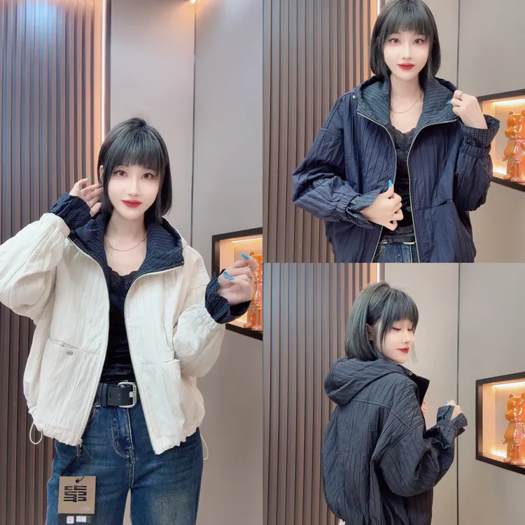 敏宝儿➕333减龄连帽女士秋季薄款二棉外套时尚百搭