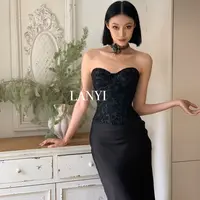 LANYI岚怡壹暗夜玫瑰提花复古欧式礼服胸衣上衣修身鱼骨