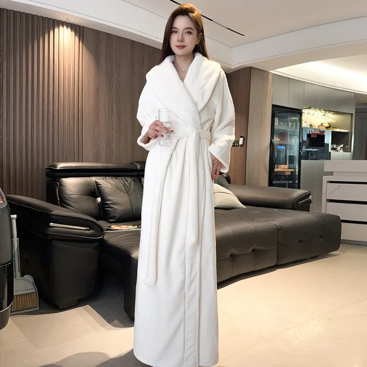 睡袍女2025秋冬新款双面加绒加厚珊瑚绒保暖睡衣长款冬天浴袍晨袍
