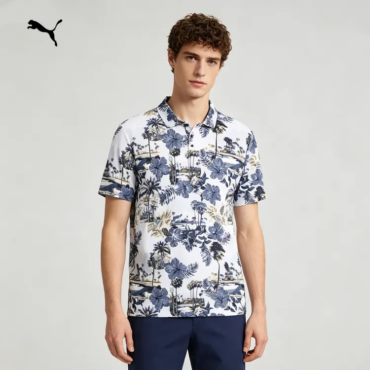 PUMA/彪马高尔夫POLO衫男款衣服春夏高弹印花潮流透气短袖634849