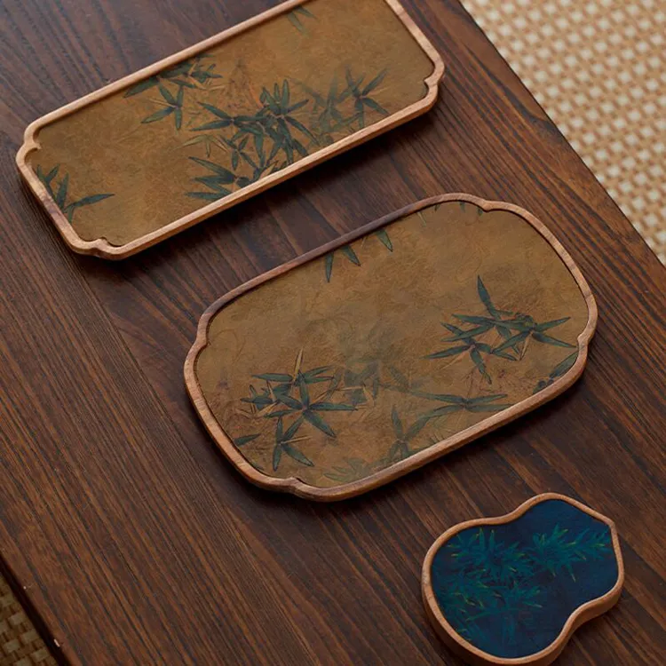 胡桃木茶席干泡复古中式家用国潮小型功夫茶具茶盘托盘古风托盘