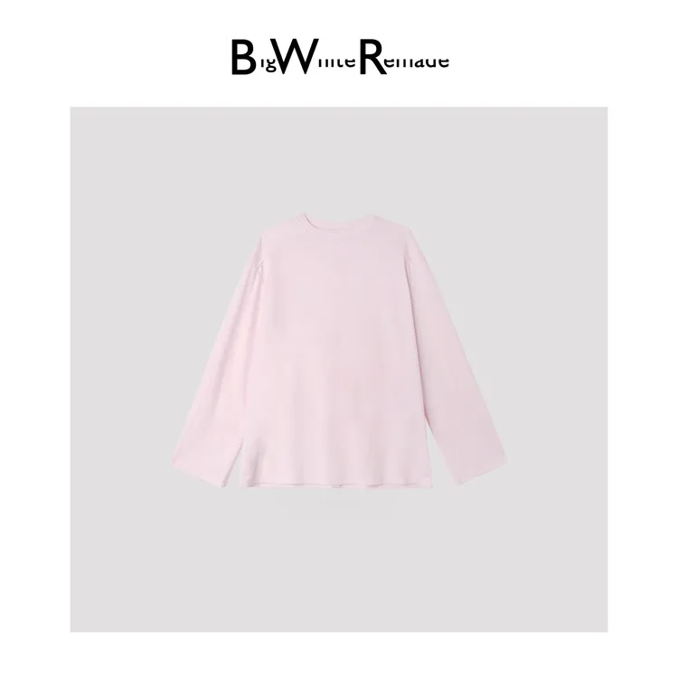 BIG WHITE REMADE“梦幻粉纱”62天丝+羊毛百搭时尚纯色打底衫W1191