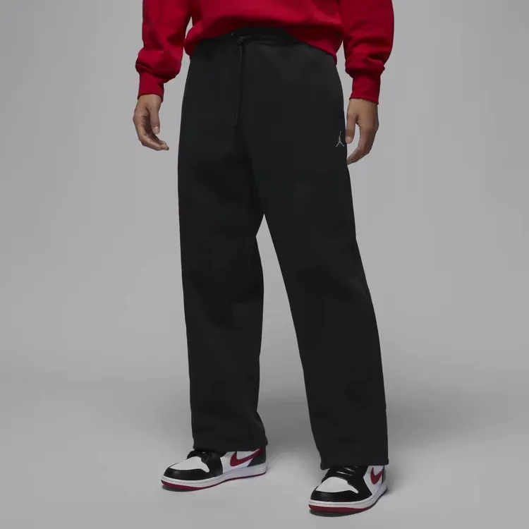 NIKE耐克Jordan男长裤OVERSIZE风加绒宽松直筒长裤黑色卫裤IB7239