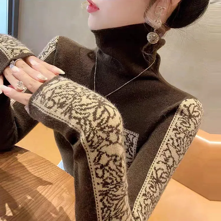 100纯羊绒衫女秋冬新款修身高领打底衫显瘦内搭羊毛针织加厚毛衣