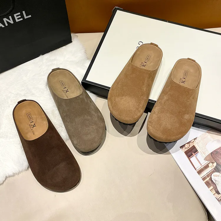 网红厚底勃肯包头半拖鞋女2025新款爆款防滑复古丑萌休闲穆勒鞋