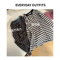 RIDA··圆领条纹T恤5C09休闲百搭宽松春季复古T2514清仓