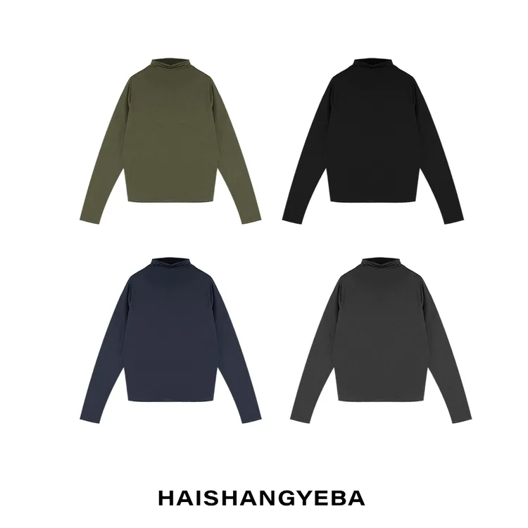 【海上叶爸】新款2025秋冬百搭羊毛半高领套头简约休闲打底T恤