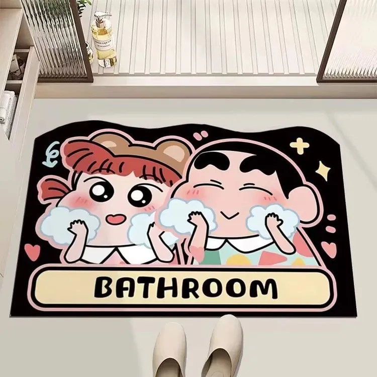 硅藻泥浴室地毯吸水地垫卫生间蜡笔小新防滑速干浴室门垫入户门垫