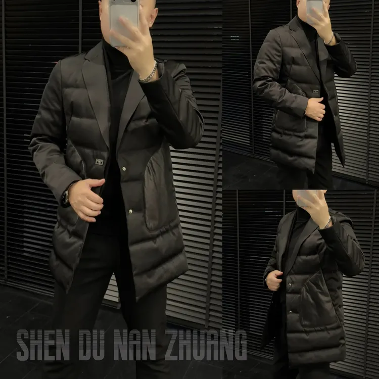 SHEN&DU男装｜“鹅绒”拼绵羊皮中长款羽绒服外套88235