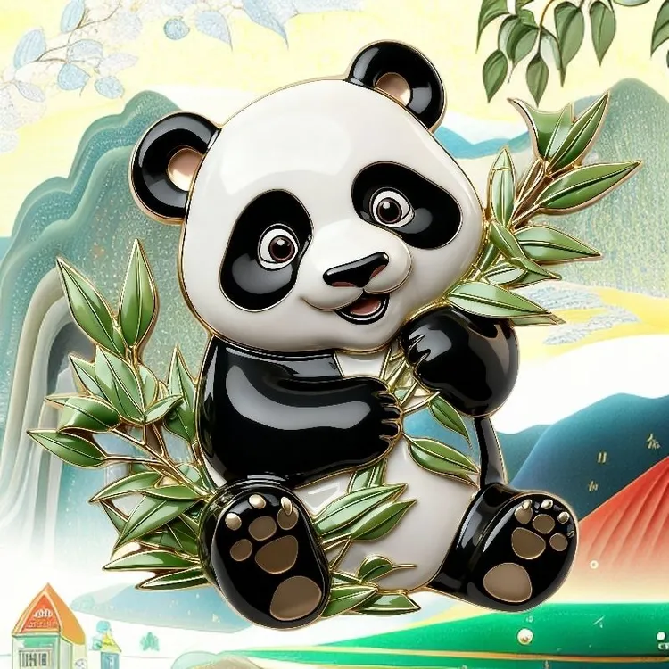 抱竹叶熊猫冰箱贴可爱动物3d立体金属贴卡通装饰创意纪念收藏礼品