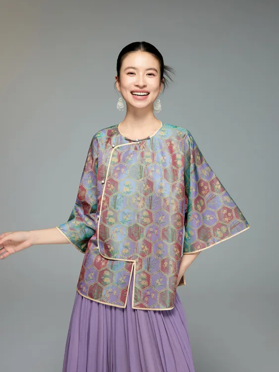 初见十三娘•张和才『君子』蜀锦新中式国风手工高定外套圆领夏款
