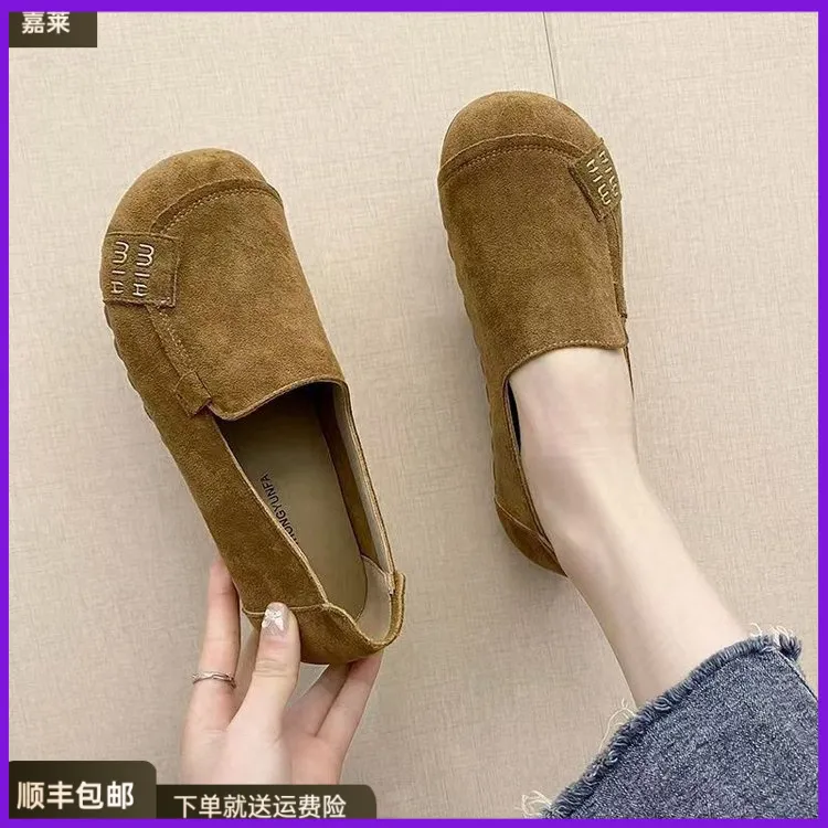 豆豆鞋女2025春季新款平底复古休闲通勤百搭舒适软底平底软底乐福