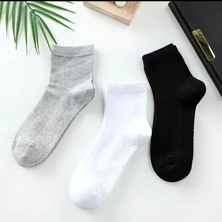 男款东方棉抗菌防臭按摩底袜子秋冬款吸汗中筒袜纯色商务礼盒棉袜