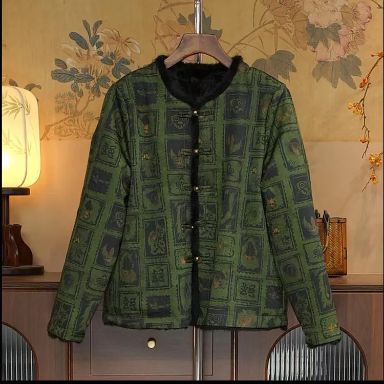 墨染新款新中式国风双面穿秋冬季复古加厚外套女 