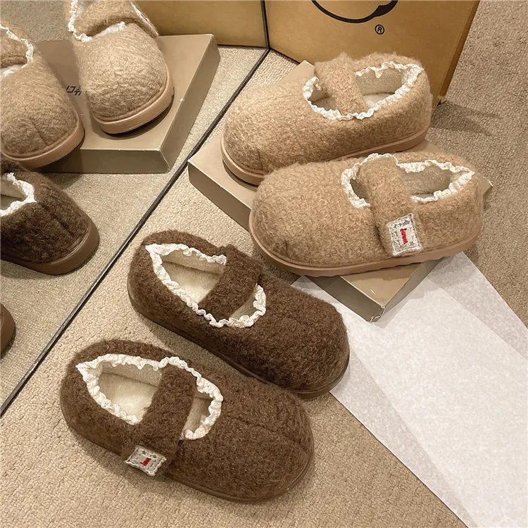 软糯小土豆~加绒保暖玛丽珍棉鞋女秋冬厚底防滑外穿毛毛鞋勃肯鞋