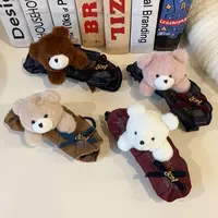 木子秋可爱毛绒小熊香蕉夹盘发香蕉夹可爱精致优雅时尚高级发夹