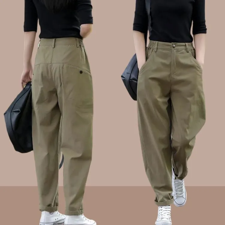 2025春秋季新款女士爆款哈伦裤工装裤萝卜休闲裤长裤宽松阔腿裤子