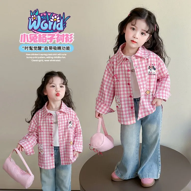 【热推爆款】春秋款女童衬衫格子衬衫儿童宝宝外套女童潮流四季流行