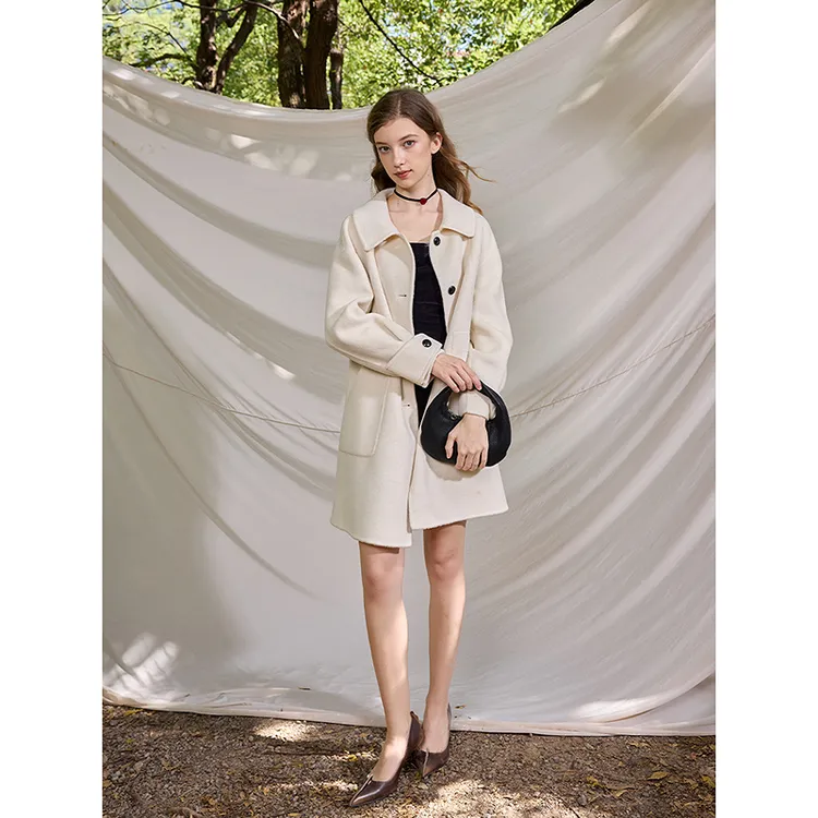 Mix Selection｜恋冬 中长款双面呢大衣翻领羊毛外套MSGDJW1042