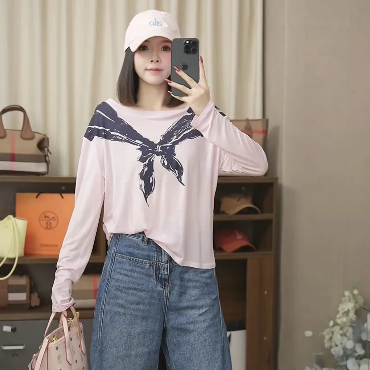 YY【领带】天丝面膜T恤女欧洲站2026新款女装薄款长袖防晒衣